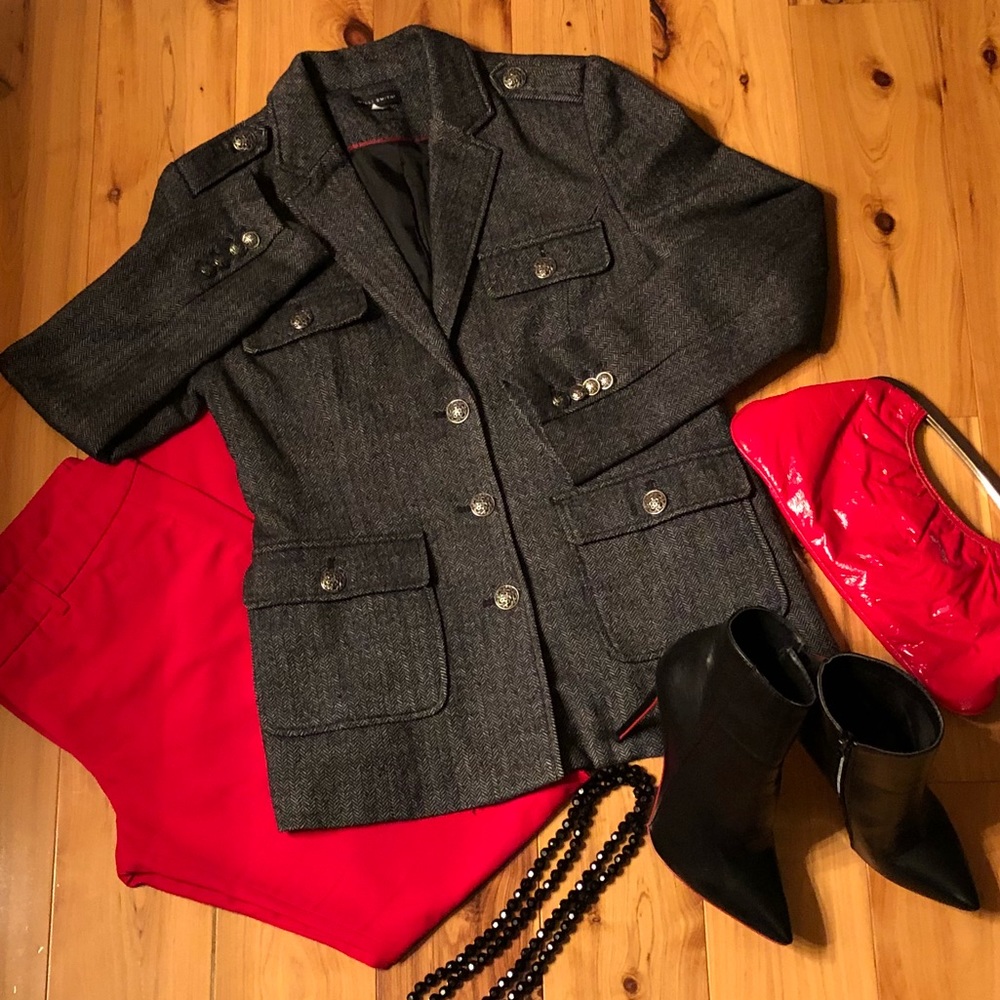 Willi Smith Single Breasted Herringbone Blazer -10